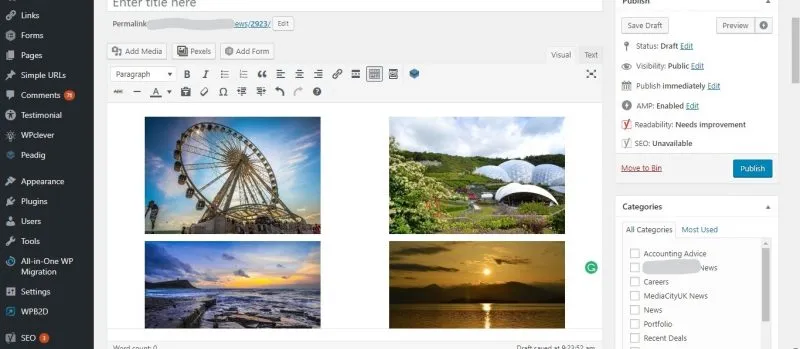 screenshot of old wordpress gallery