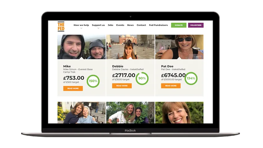 The Fed’s fundraiser pages on a laptop