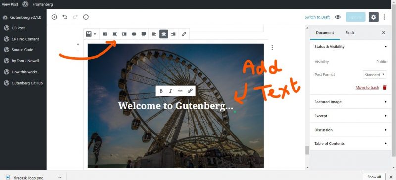 screenshot showing how to upload cover images to gutenberg wordpress editor