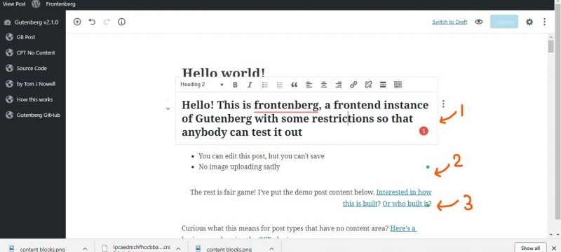 a screenshot of gutenberg editor showing content blocks